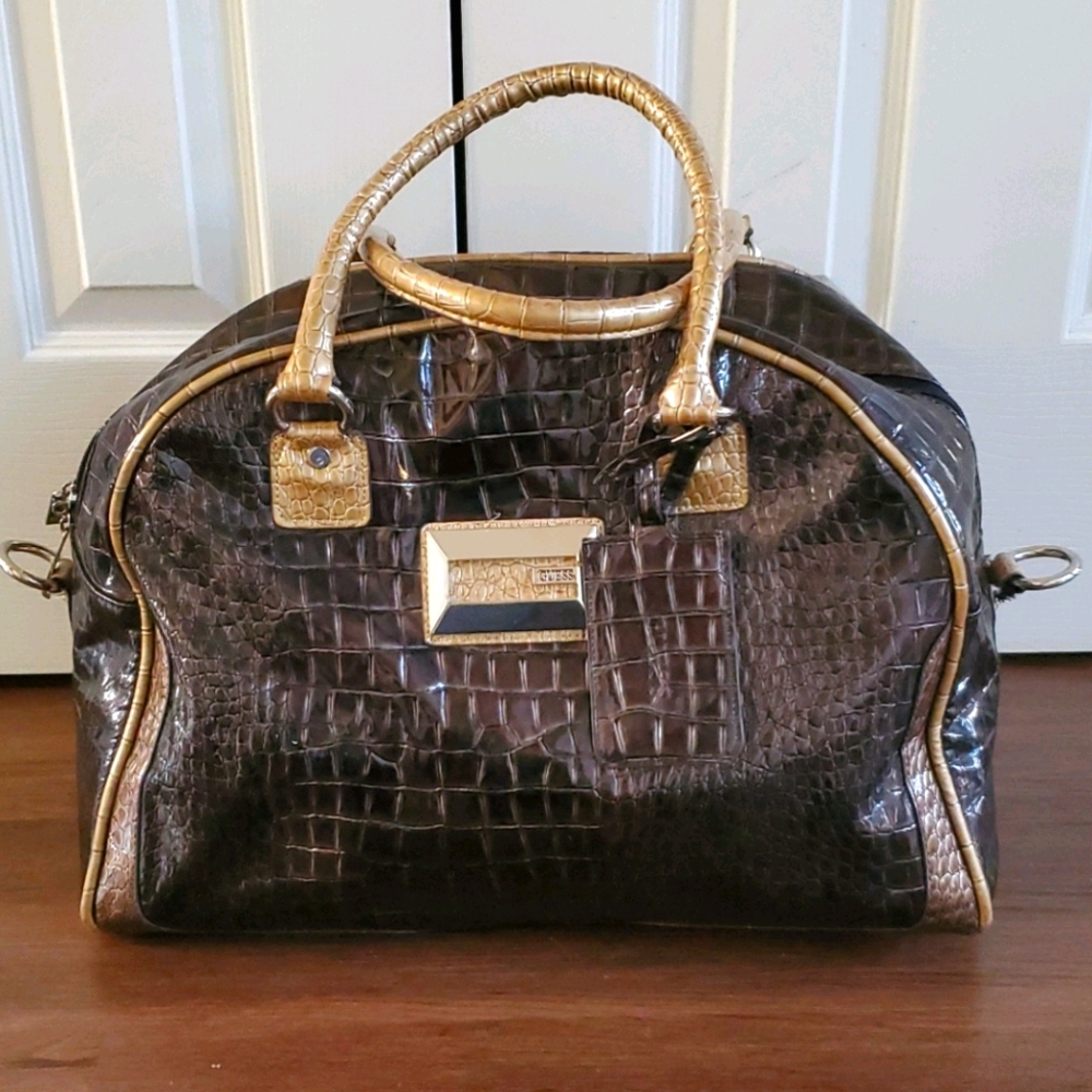 Guess Faux Crocodile Dome Luggage
